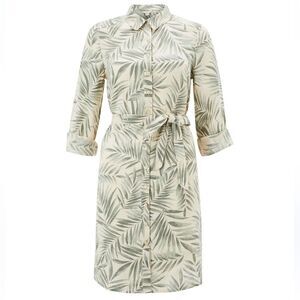 Monsoon Linen Button Down Shirt Dress Coastal Artsy Boho Natural Fiber